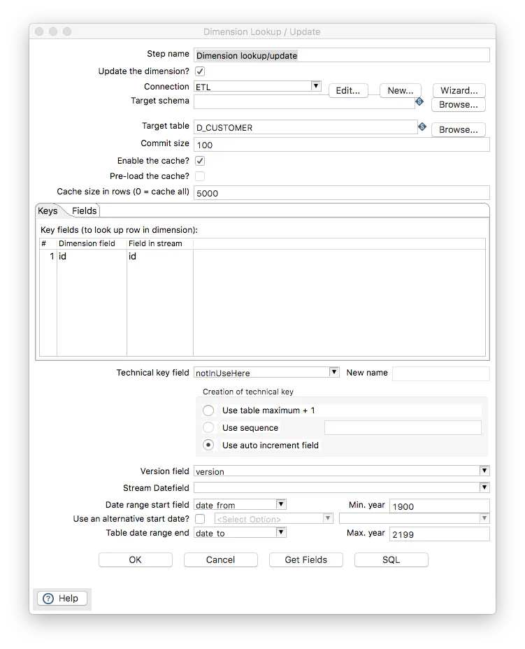 dimension lookup update id