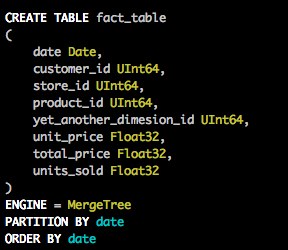Create table in ClickHouse
