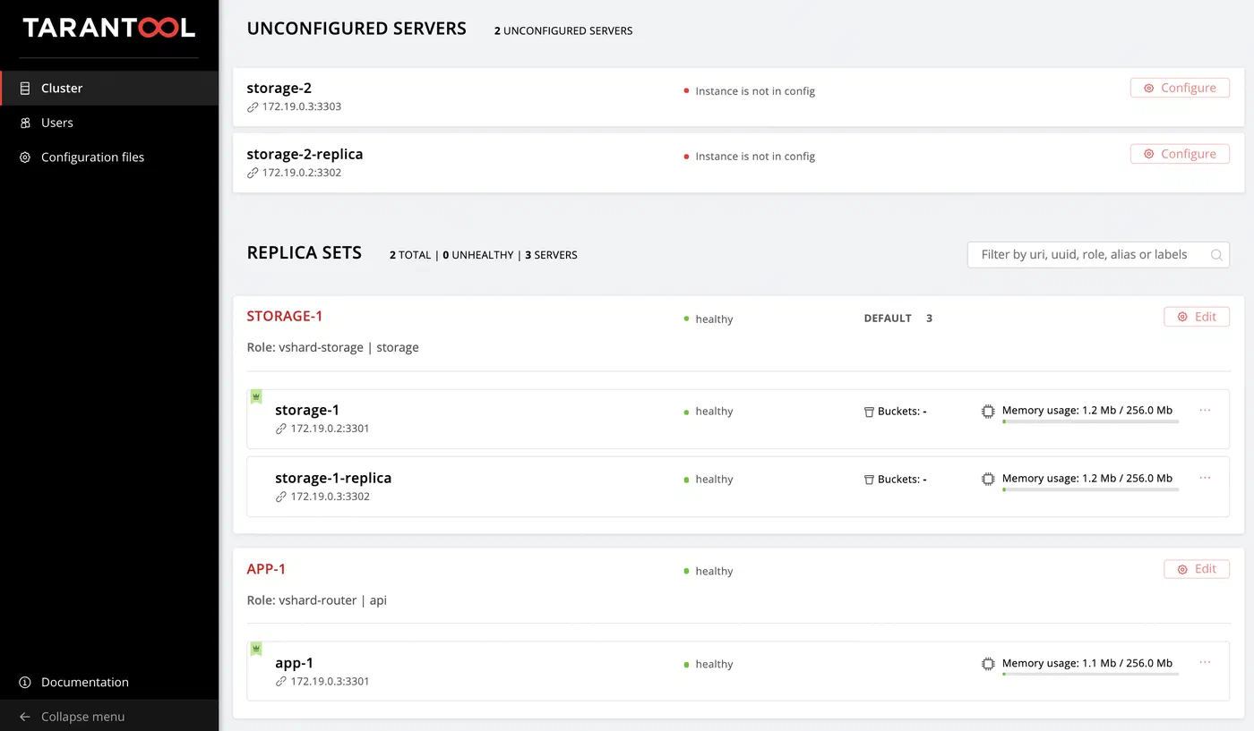 Tarantool new instances in dashboard
