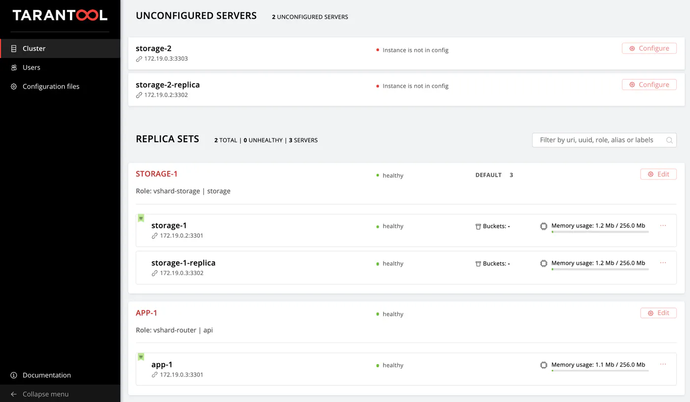 Tarantool new instances in dashboard