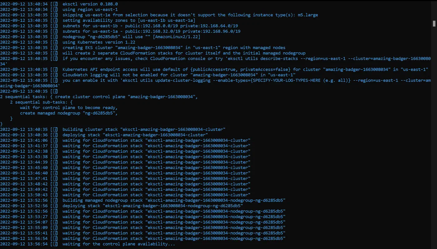eksctl running