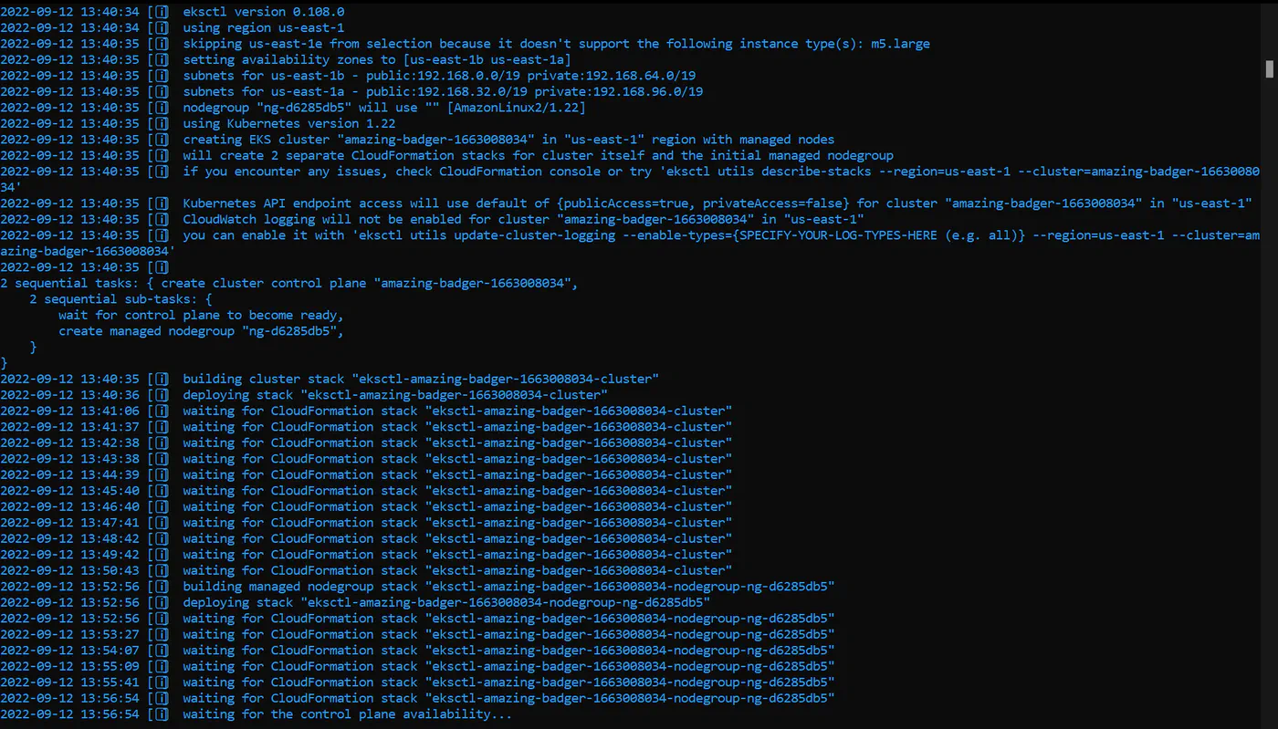 eksctl running