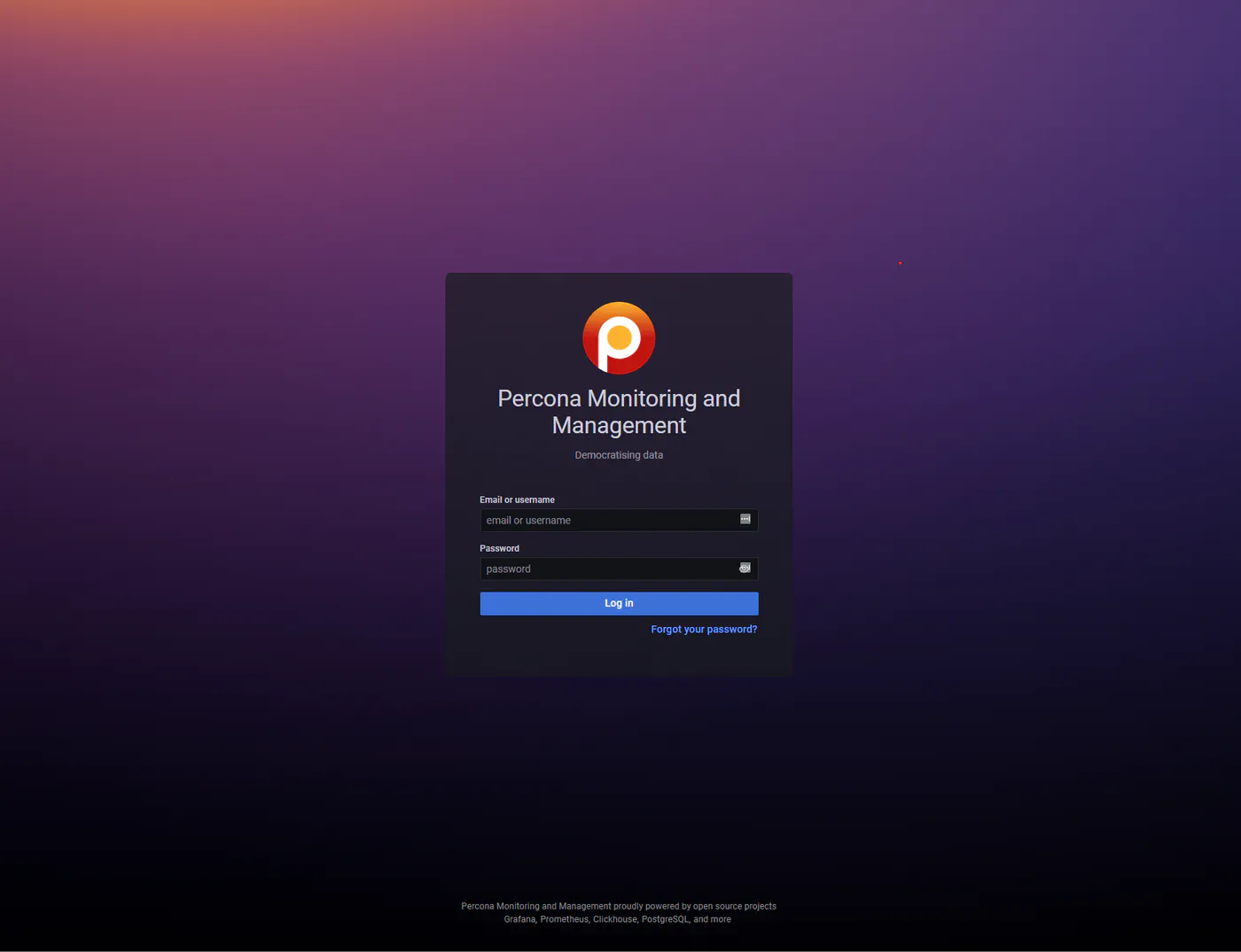 PMM Login Screen