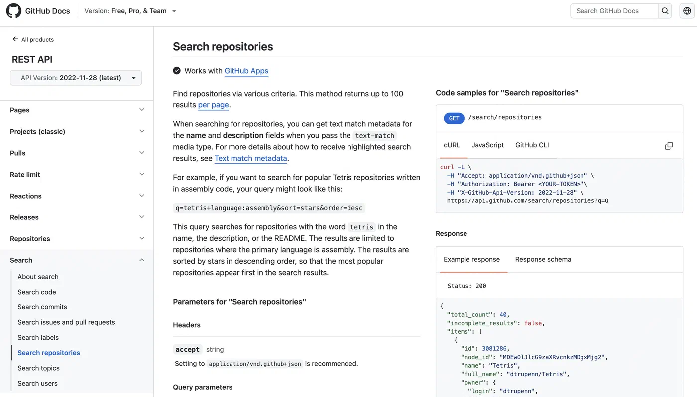 the GitHub REST API