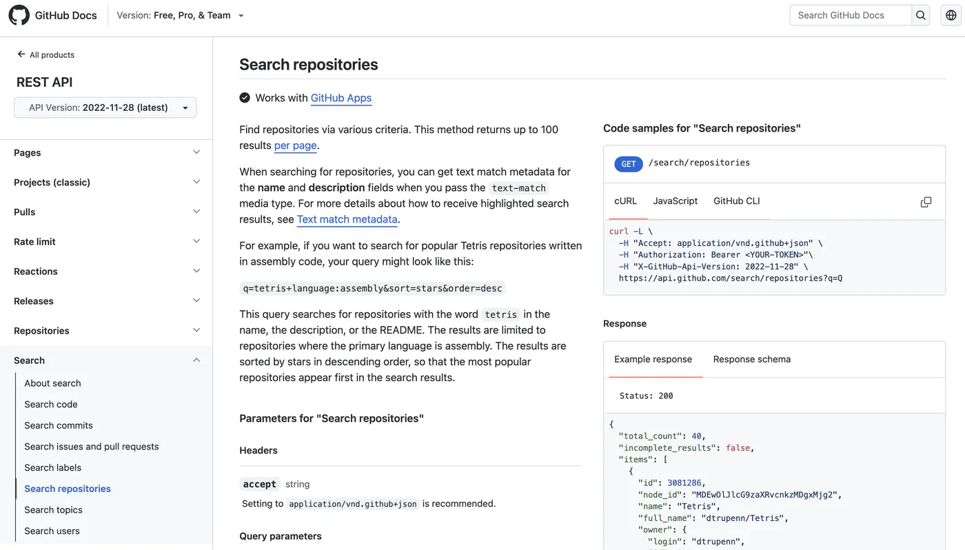 the GitHub REST API