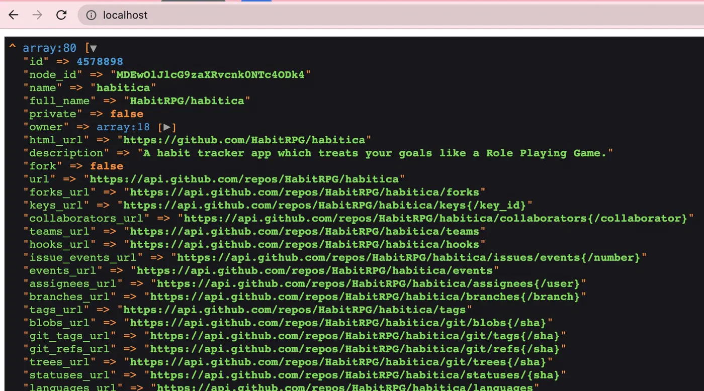 the GitHub REST API - save the data to the database