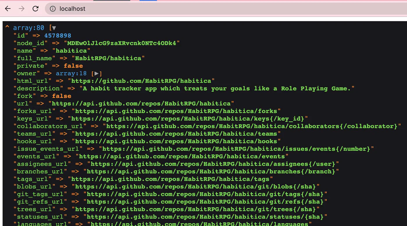 the GitHub REST API - save the data to the database