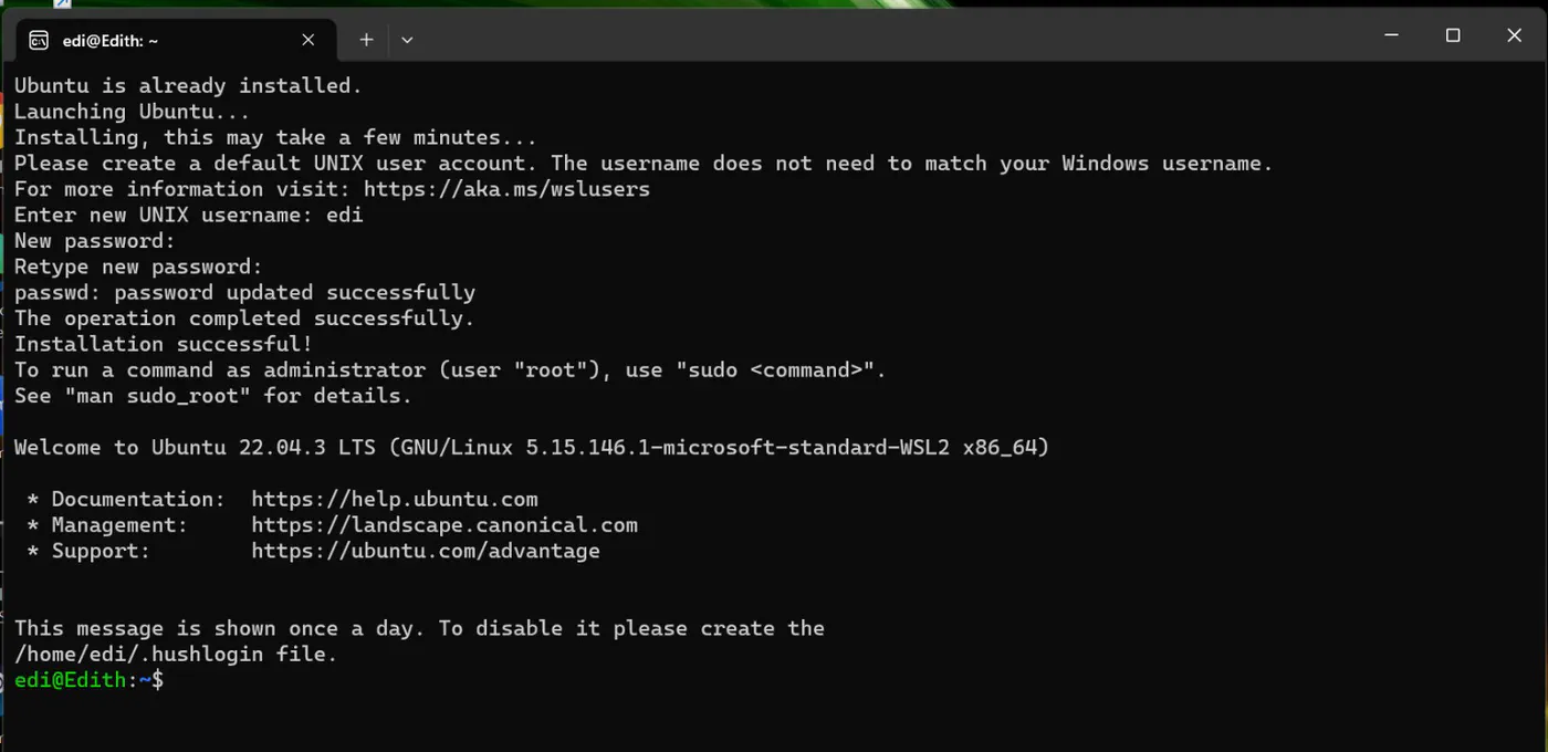 WSL Installed