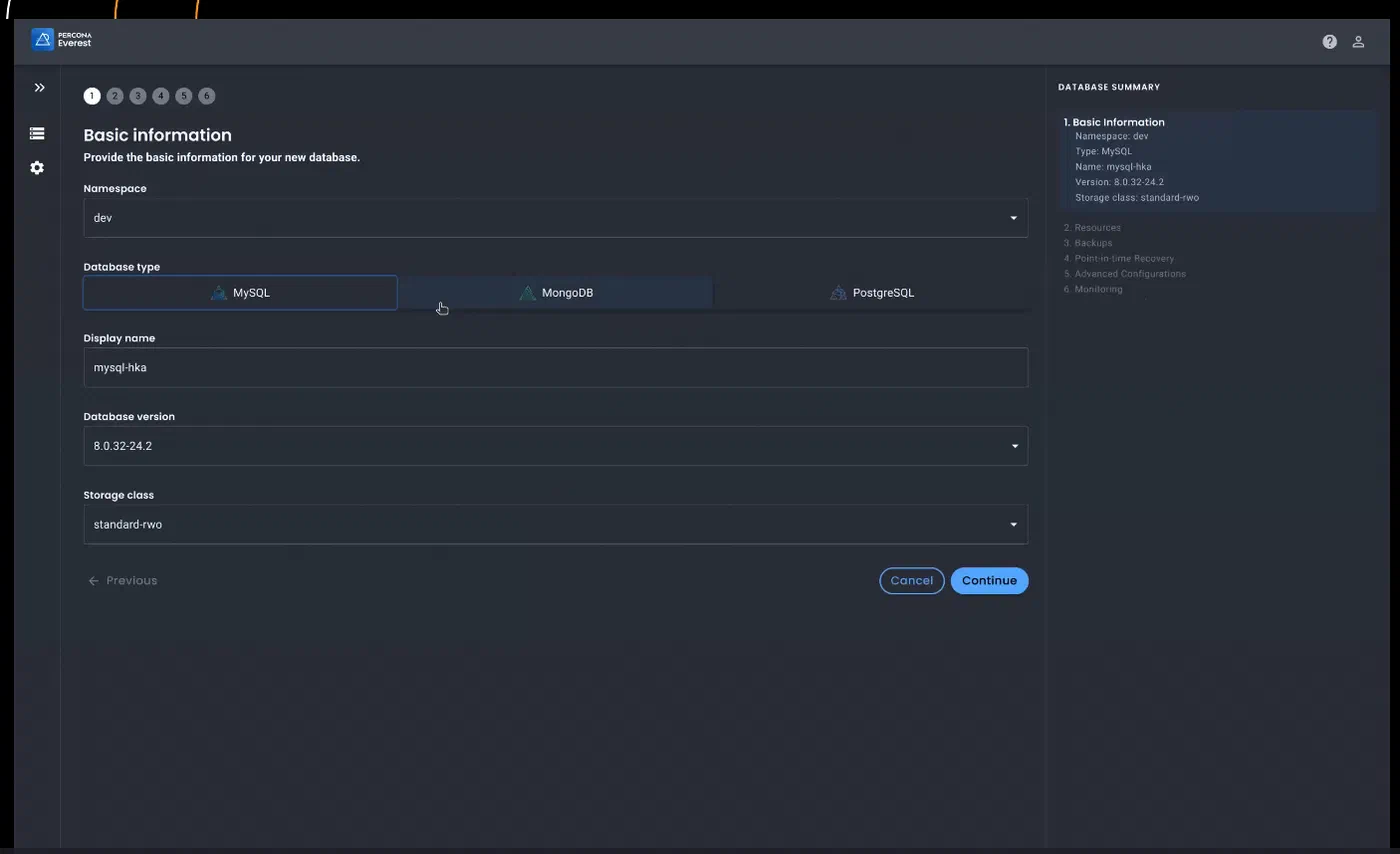 Percona Everest GUI