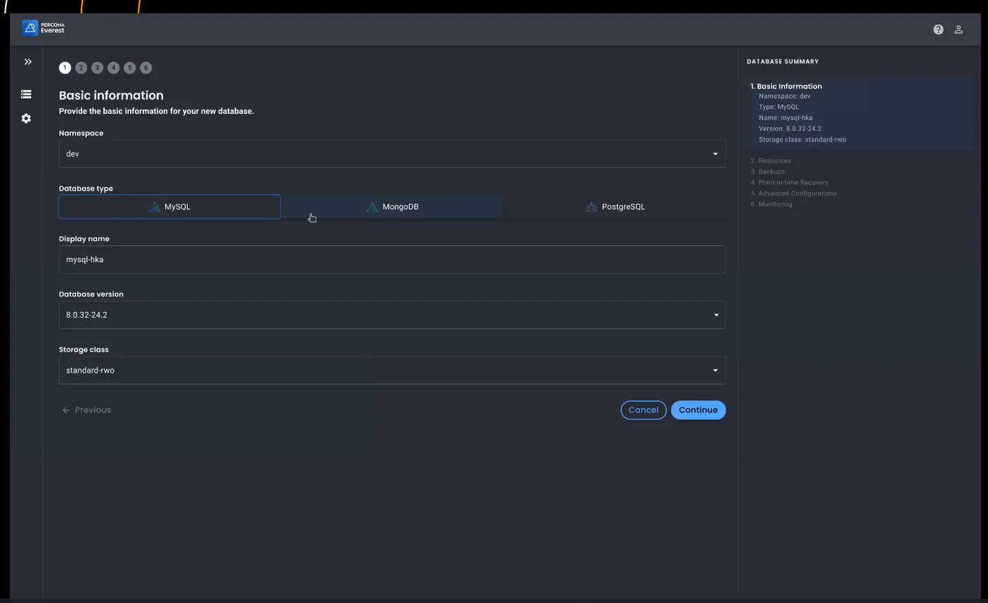 Percona Everest GUI