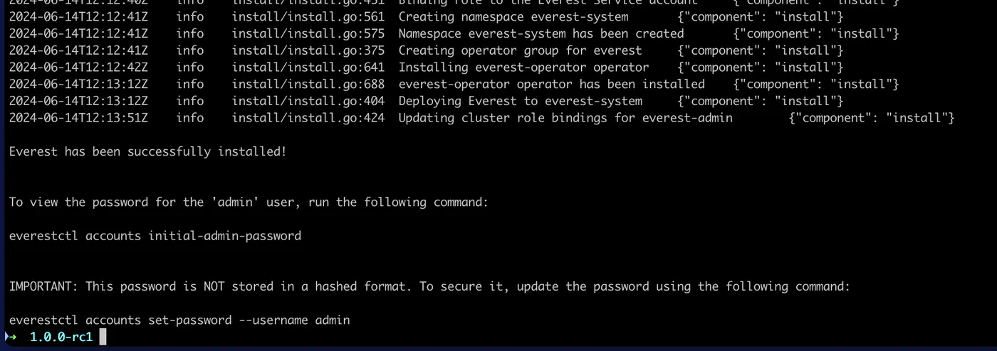 Percona Everest 1.0.0-RC1 Admin Password