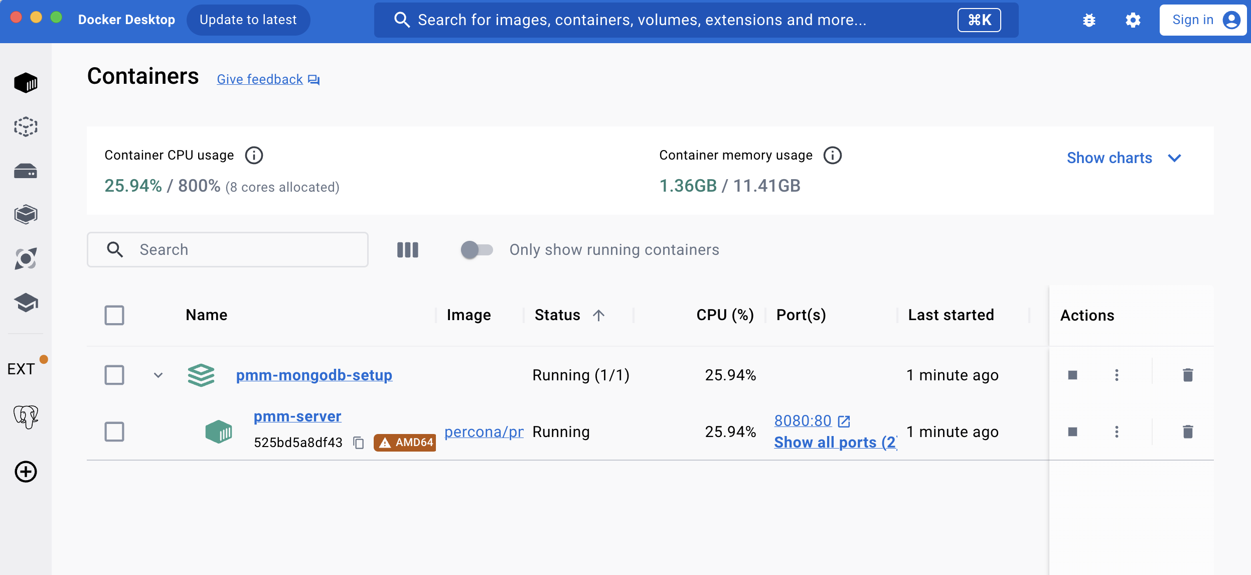 Percona Monitoring and Management (PMM) 3.0.0 - Docker Desktop Start