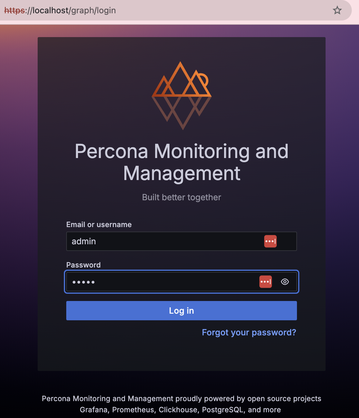 Percona Monitoring and Management (PMM) 3.0.0 - Login