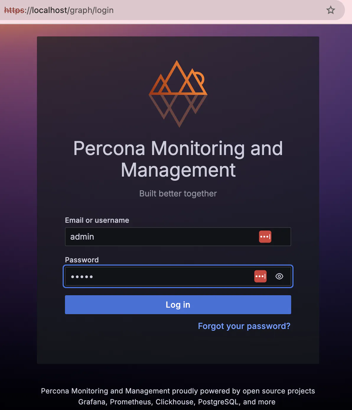Percona Monitoring and Management (PMM) 3.0.0 - Login