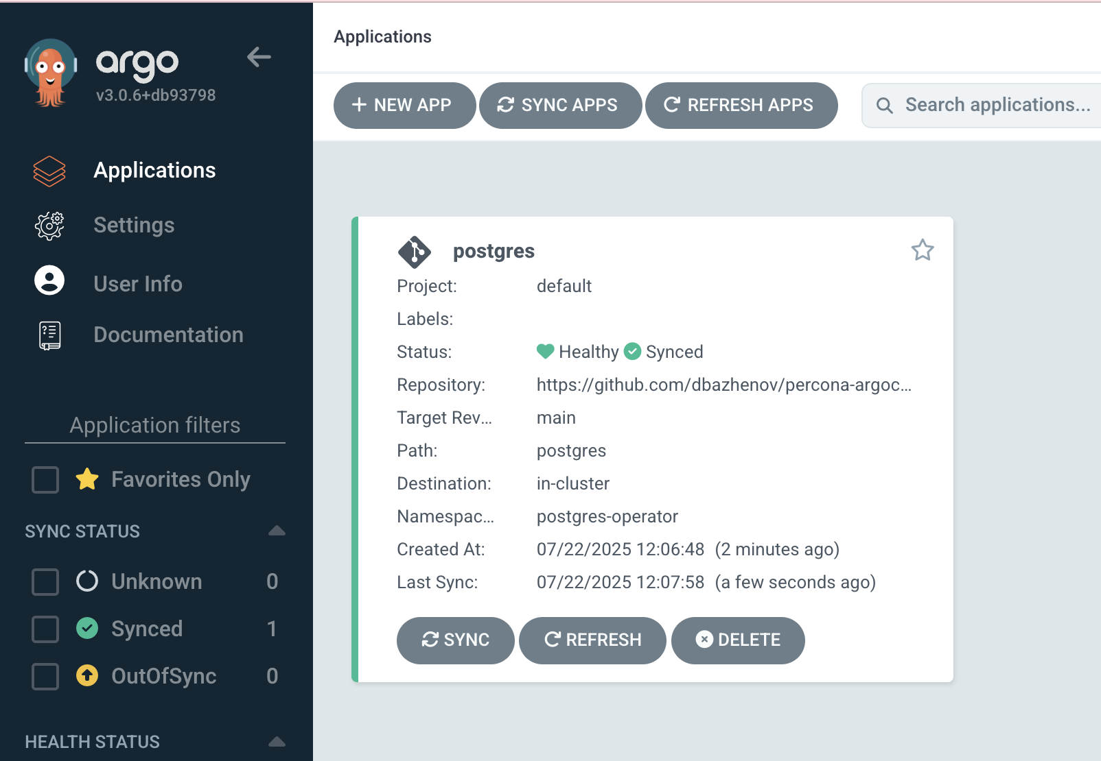 GitOps - ArgoCD app - Postgres