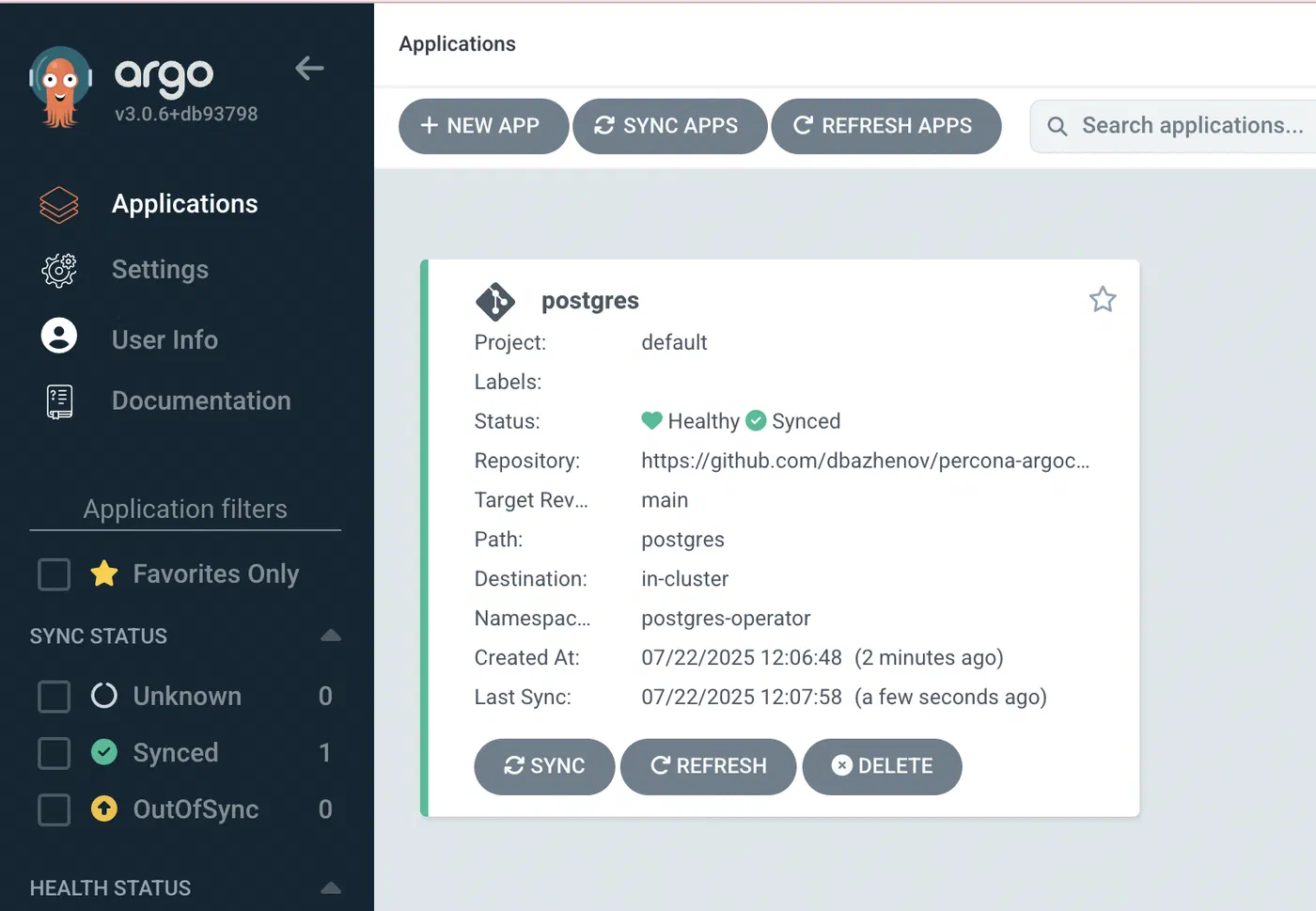 GitOps - ArgoCD app - Postgres
