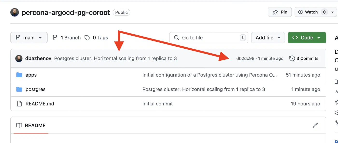GitOps - ArgoCD app - Postgres scale - GitHub