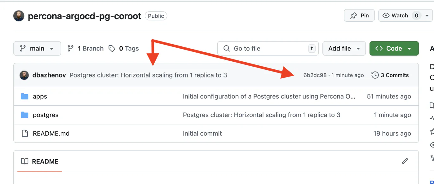 GitOps - ArgoCD app - Postgres scale - GitHub