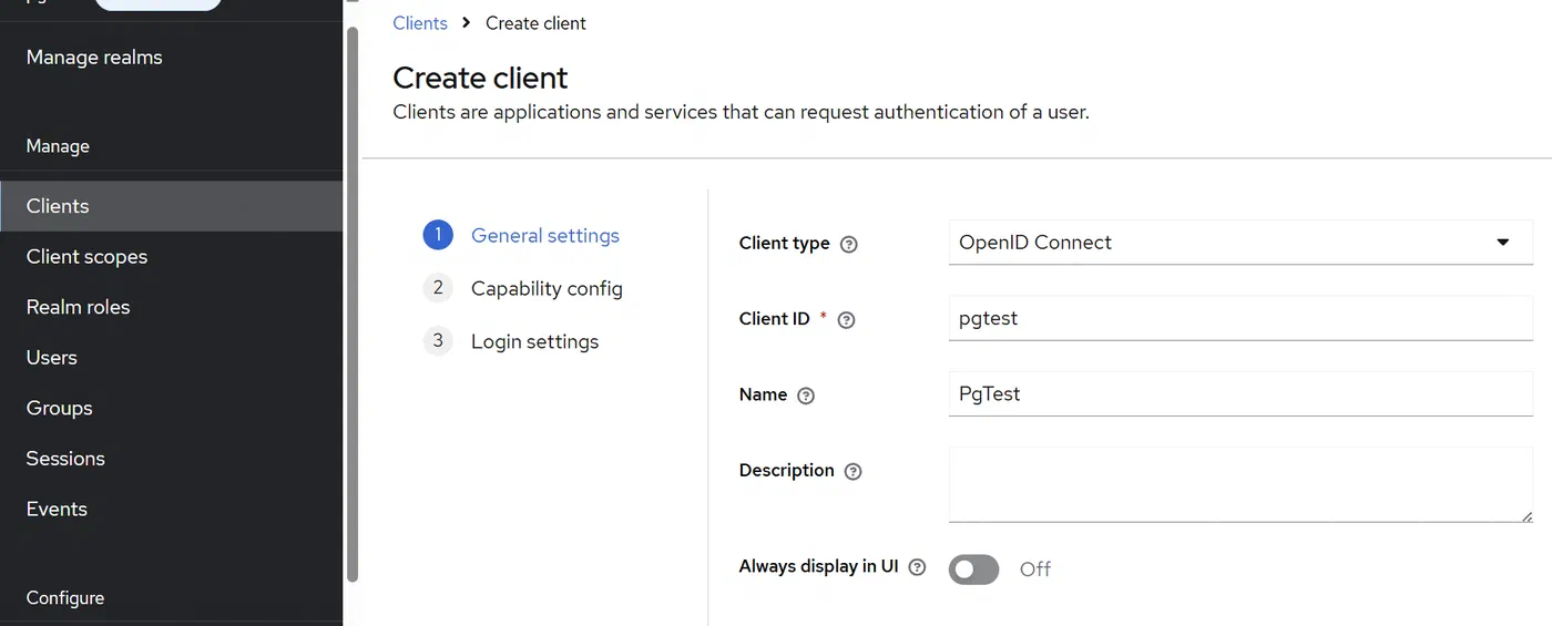 Creating a client in Keycloak
