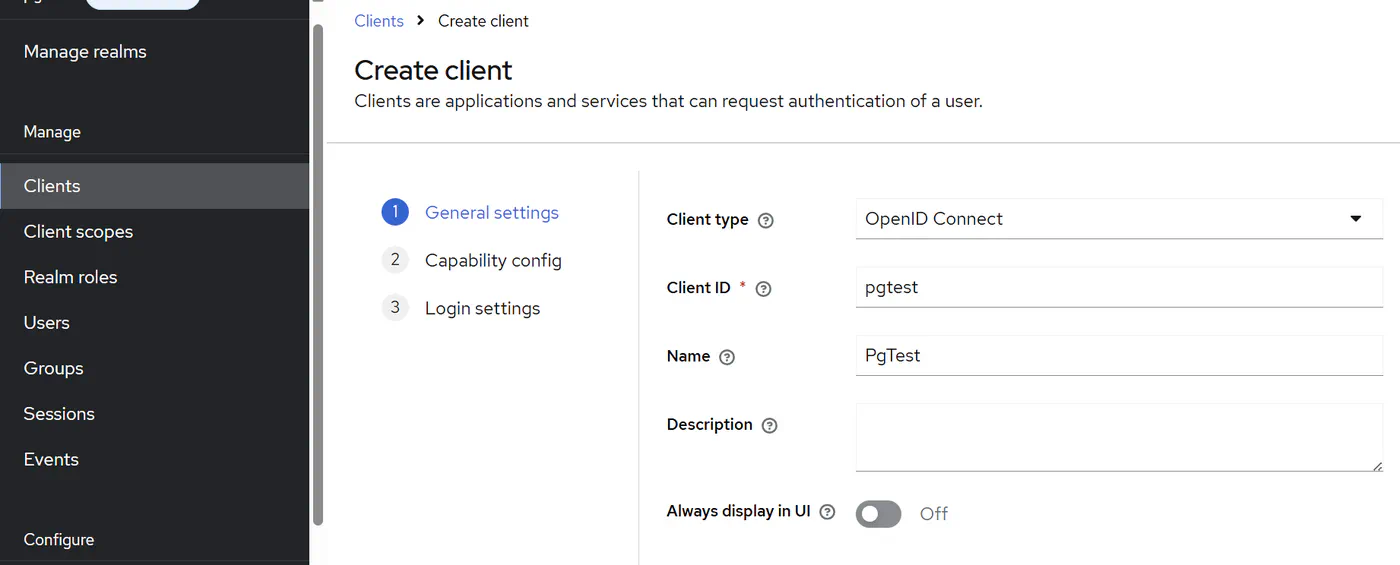 Creating a client in Keycloak