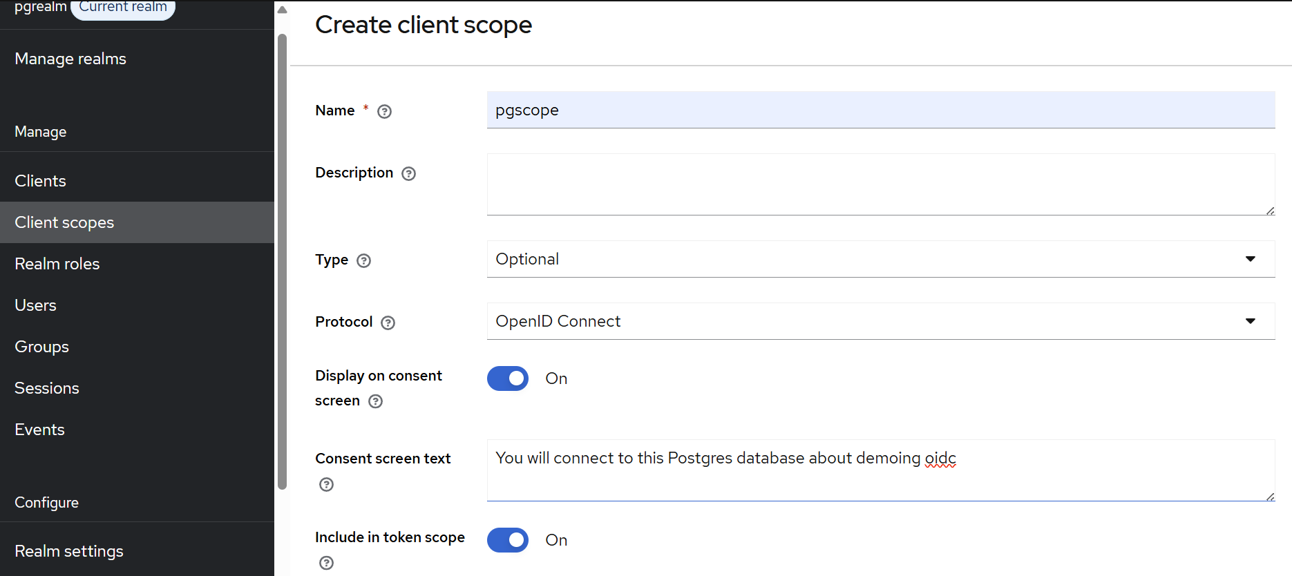 Creating a client scope in Keycloak