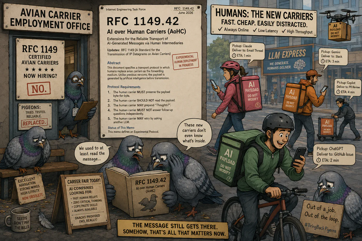 RFC 1149.42: AI over Human Carriers