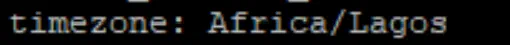 show-config timezone Africa/Lagos