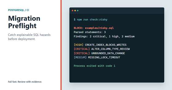 A Fail-Fast PostgreSQL Migration Preflight for CI