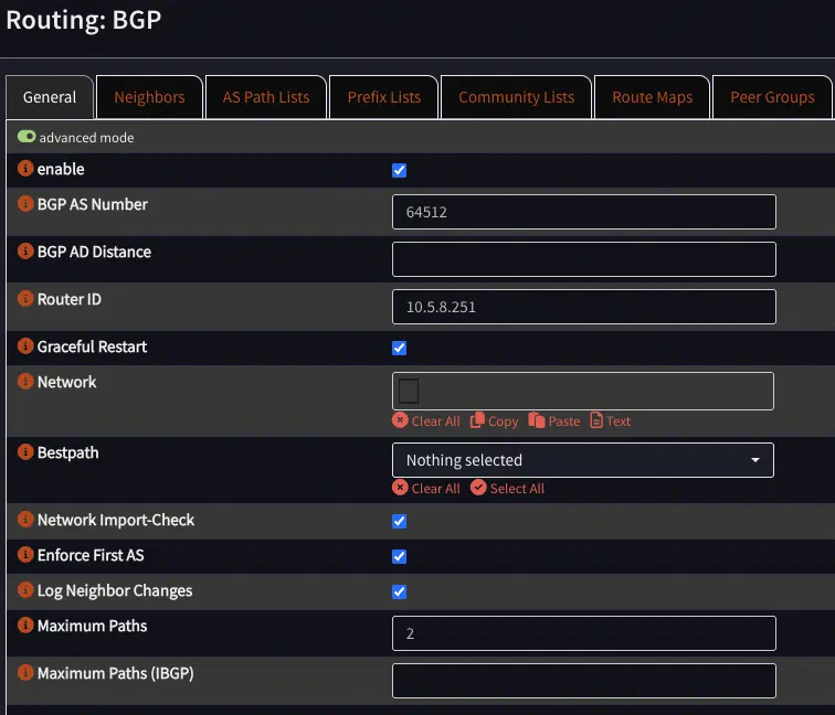 OPNsense BGP Routing