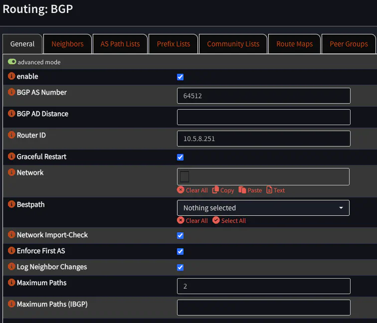 OPNsense BGP Routing