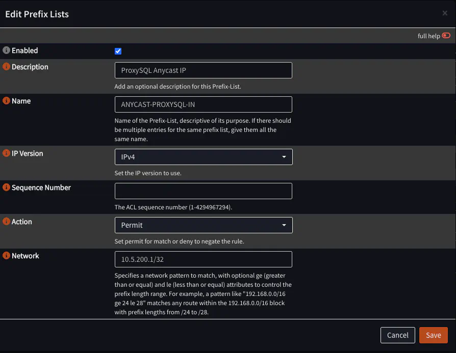 OPNsense Create Prefix List