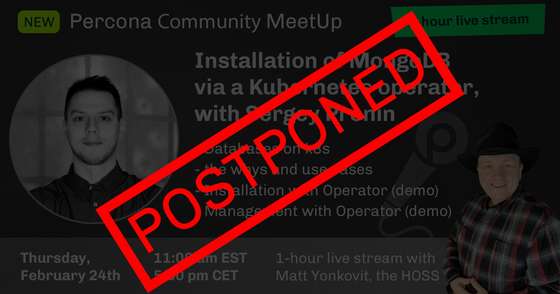  Community MeetUp - Installation of MongoDB via a Kubernetes Operator - POSTPONED