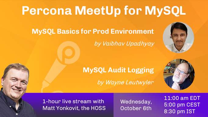 Percona MeetUp for MySQL Oct 6th 2021