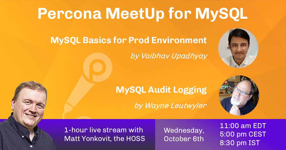 Percona MeetUp for MySQL Oct 6th 2021