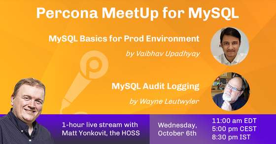 Percona MeetUp for MySQL Oct 6th 2021