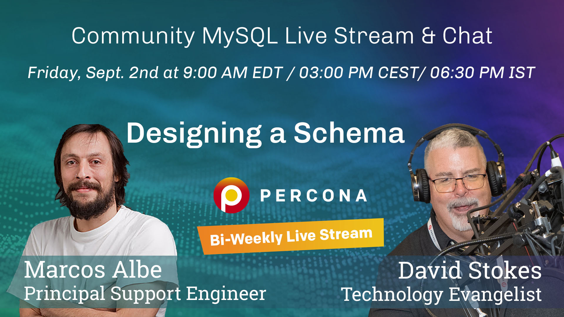 Percona Community MySQL Live Stream Sept 2nd