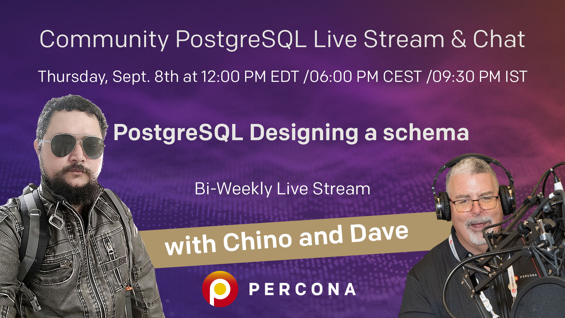 Percona Community PostgreSQL Live Stream & Chat - Sept 8th