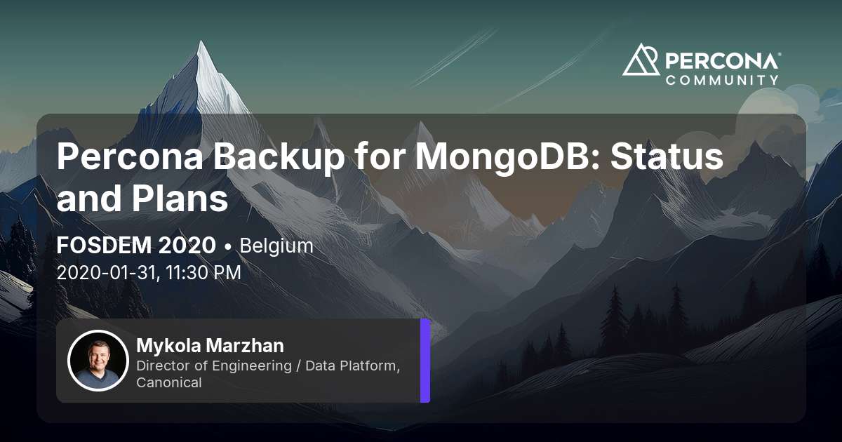 Percona Backup for MongoDB: Status and Plans
